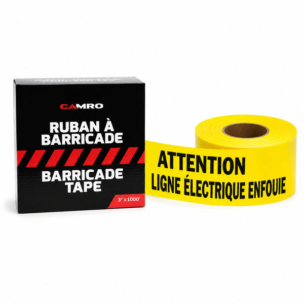 RUBAN DE BARRICADE -LIGNE ÉLECTRIQUE JAUNE - LS3104AEY | Camro Industrial