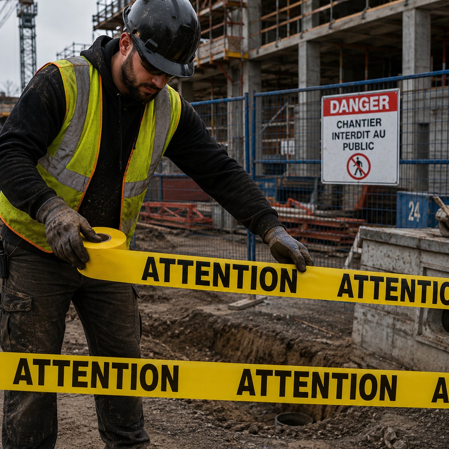 RUBAN DE BARRICADE -ATTENTION JAUNE - LS3102AY | Camro Industrial