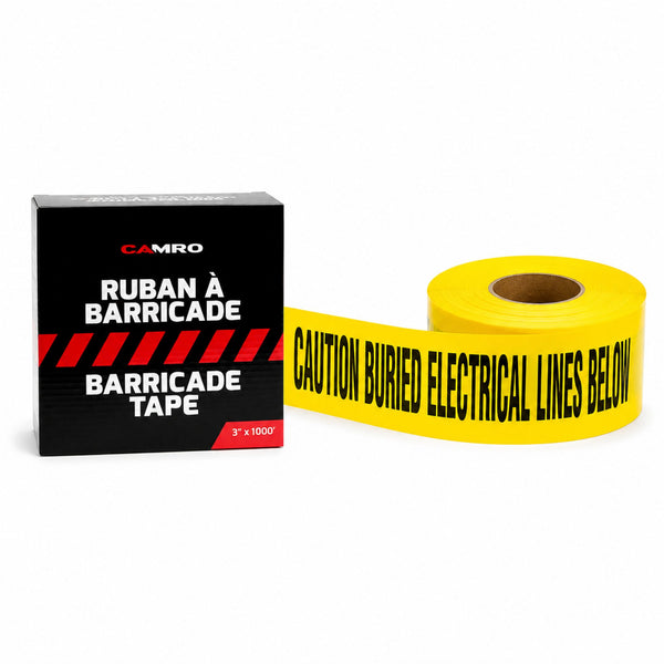 RUBAN DE BARRICADE -CAUTION ELECTRICAL LINE JAUNE - LS3105CEY | Camro Industrial
