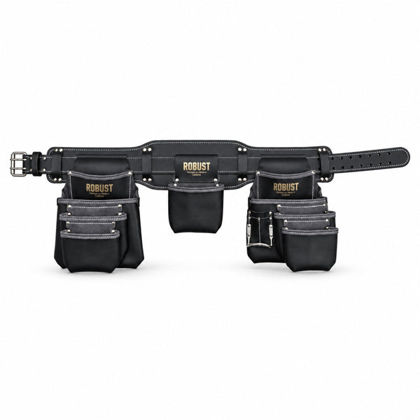 Ceinture à outils ROBUST 4 poches en cuir noir CamTech, 3 sacs et 9 poches, équipement de travail Camro Industrial