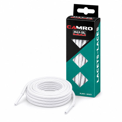 Lacets ronds modèle 417 blanc —vue d'angle du tressage — CAMRO INDUSTRIAL